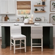 Pemberly Row Set of 2 Counter Stools in White Maple with Gray Upholstery Stripes