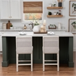 Pemberly Row Set of 2 Counter Stools in White Maple with Gray Upholstery Stripes