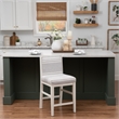 Pemberly Row Set of 2 Counter Stools in White Maple with Gray Upholstery Stripes