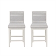 Pemberly Row Set of 2 Counter Stools in White Maple with Gray Upholstery Stripes