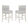 Pemberly Row Set of 2 Counter Stools in White Maple with Gray Upholstery Stripes