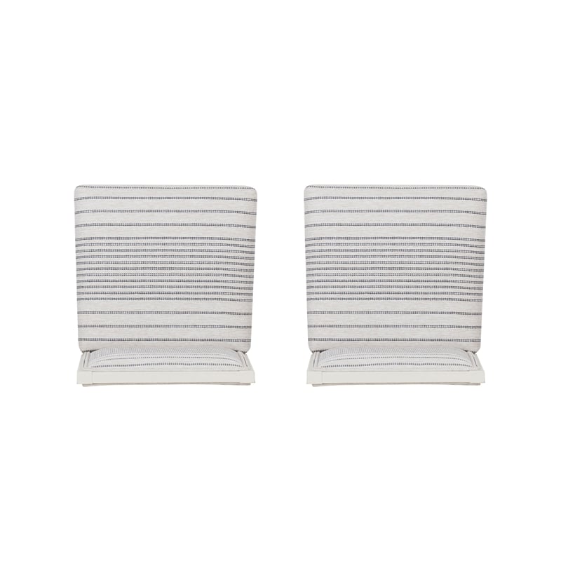 Pemberly Row Set of 2 Counter Stools in White Maple with Gray Upholstery Stripes