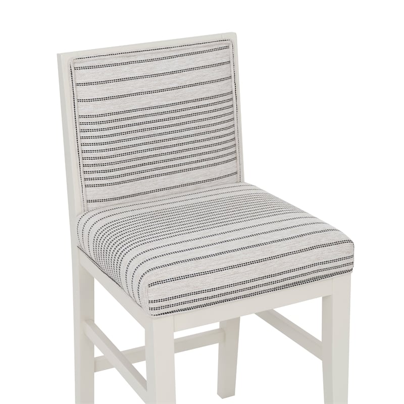 Pemberly Row Set of 2 Counter Stools in White Maple with Gray Upholstery Stripes