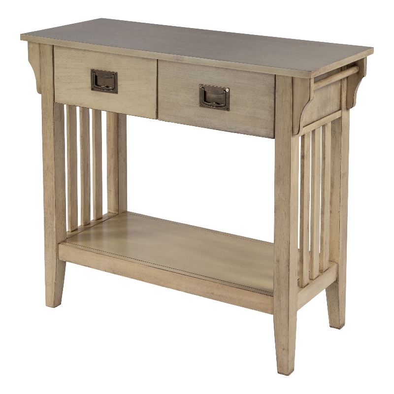 Pemberly Row 36 in W 2 Drawer Wood Console in Antique Beige