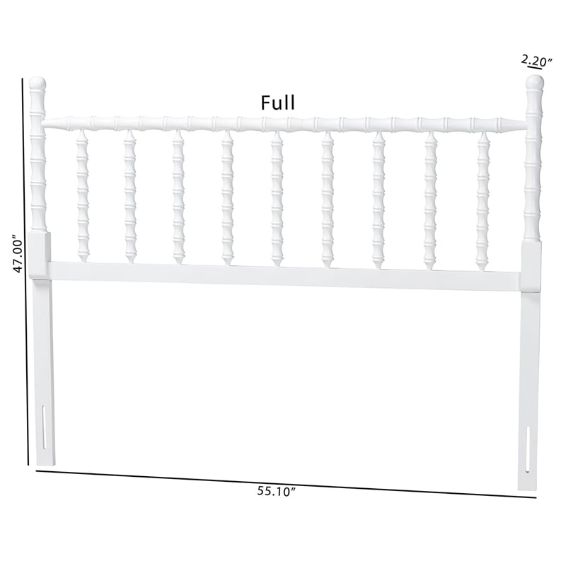 Pemberly Row Edaline Bamboo-Inspired Wood Queen Headboard in White