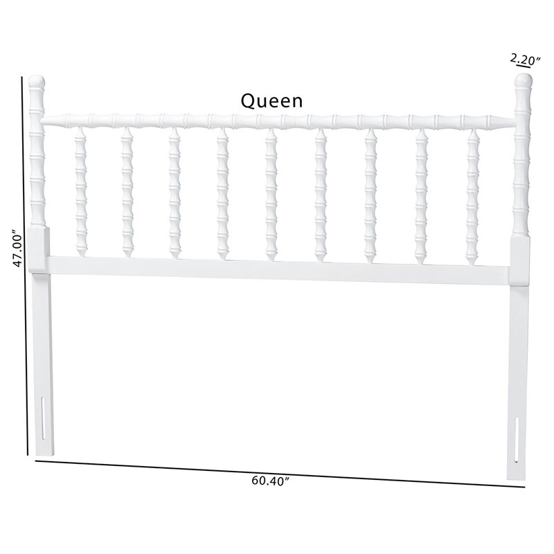 Pemberly Row Edaline Bamboo-Inspired Wood King Headboard in White