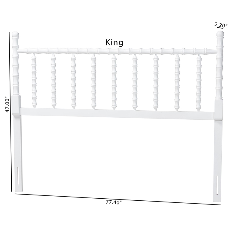 Pemberly Row Edaline Bamboo-Inspired Wood King Headboard in White