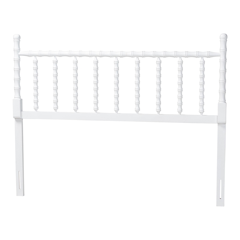Pemberly Row Edaline Bamboo-Inspired Wood King Headboard in White
