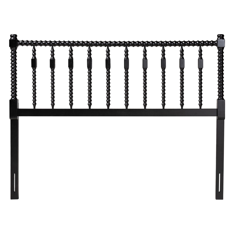pemberly row juliette spindle design queen headboard in black wood