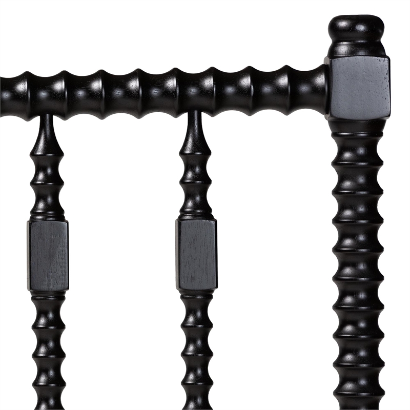 pemberly row juliette spindle design queen headboard in black wood