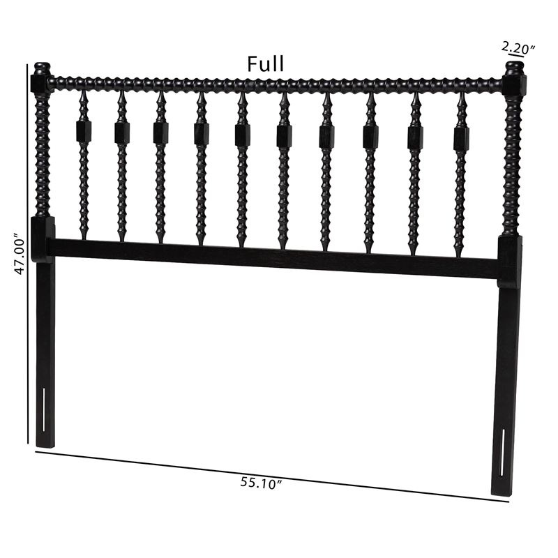 pemberly row juliette spindle design queen headboard in black wood