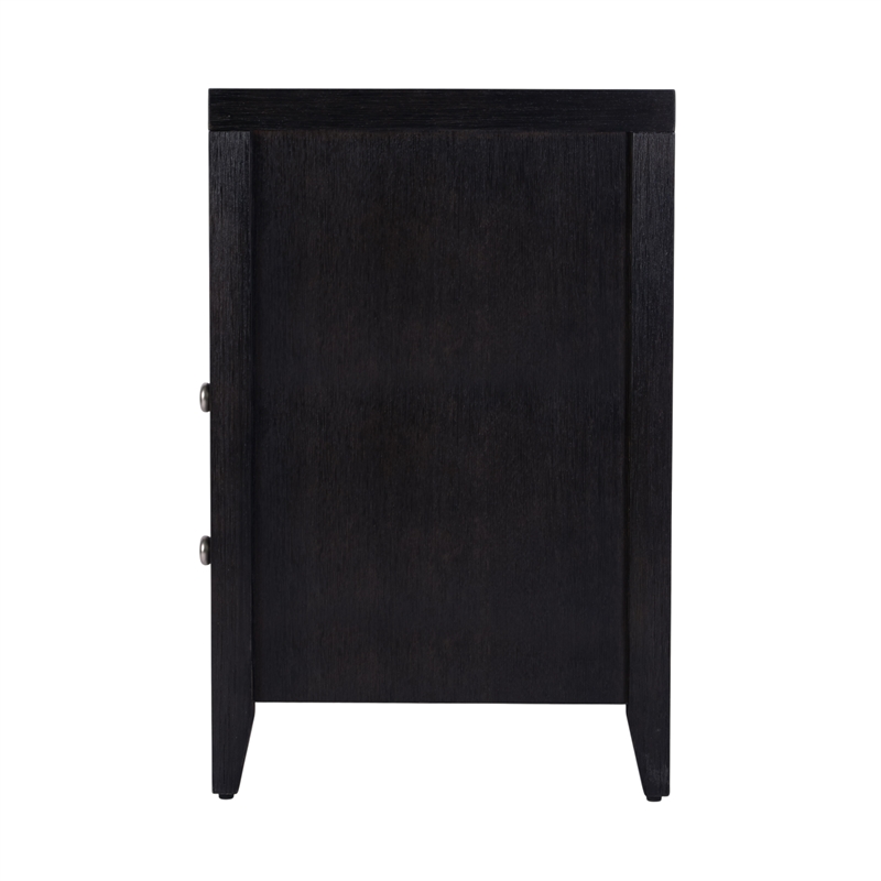 Pemberly Row 28 in Wide Coffee Brown 2 Drawer Nightstand in Wood