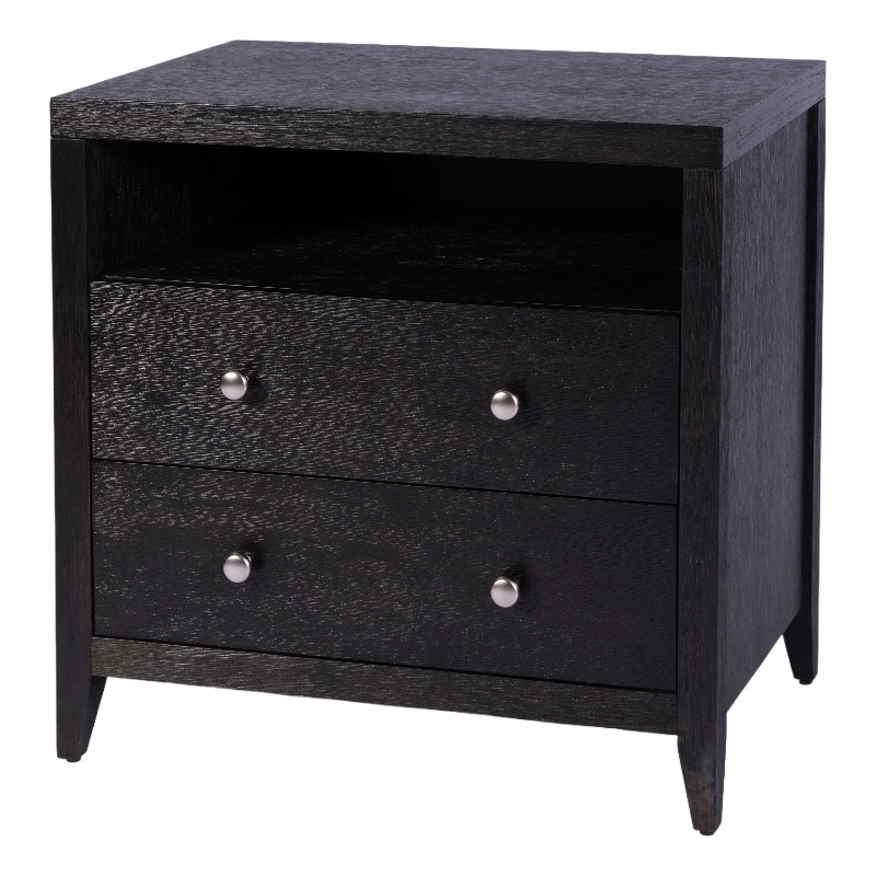 Pemberly Row 28 in Wide Coffee Brown 2 Drawer Nightstand in Wood