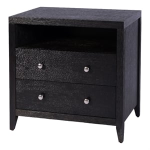 Pemberly Row 28 in Wide Coffee Brown 2 Drawer Nightstand in Wood