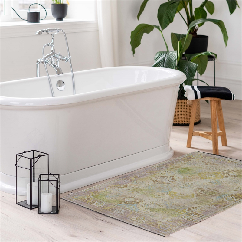 Pemberly Row 2' x 3' Polyester Accent Rug in Lilac and Green