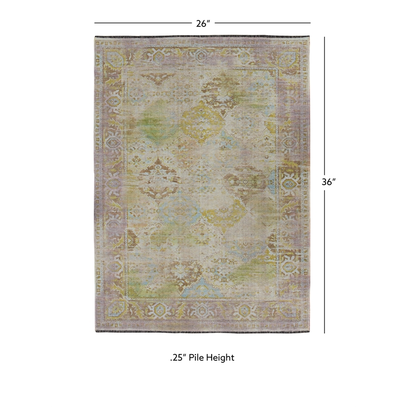Pemberly Row 2' x 3' Polyester Accent Rug in Lilac and Green