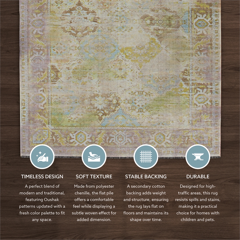 Pemberly Row 2' x 3' Polyester Accent Rug in Lilac and Green