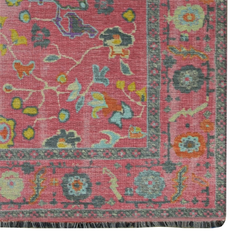 Pemberly Row 5' x 7' Polyester Area Rug in Pink and Blue