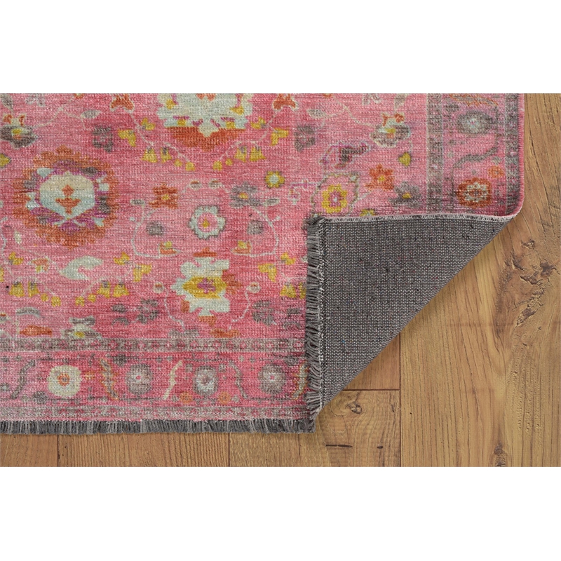 Pemberly Row 5' x 7' Polyester Area Rug in Pink and Blue