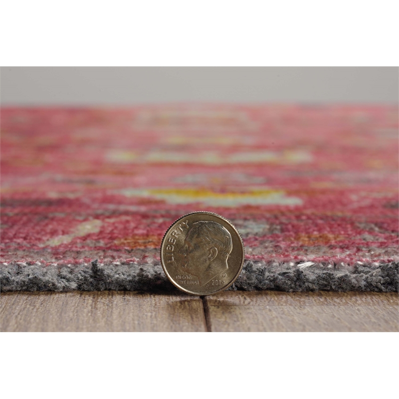Pemberly Row 5' x 7' Polyester Area Rug in Pink and Blue