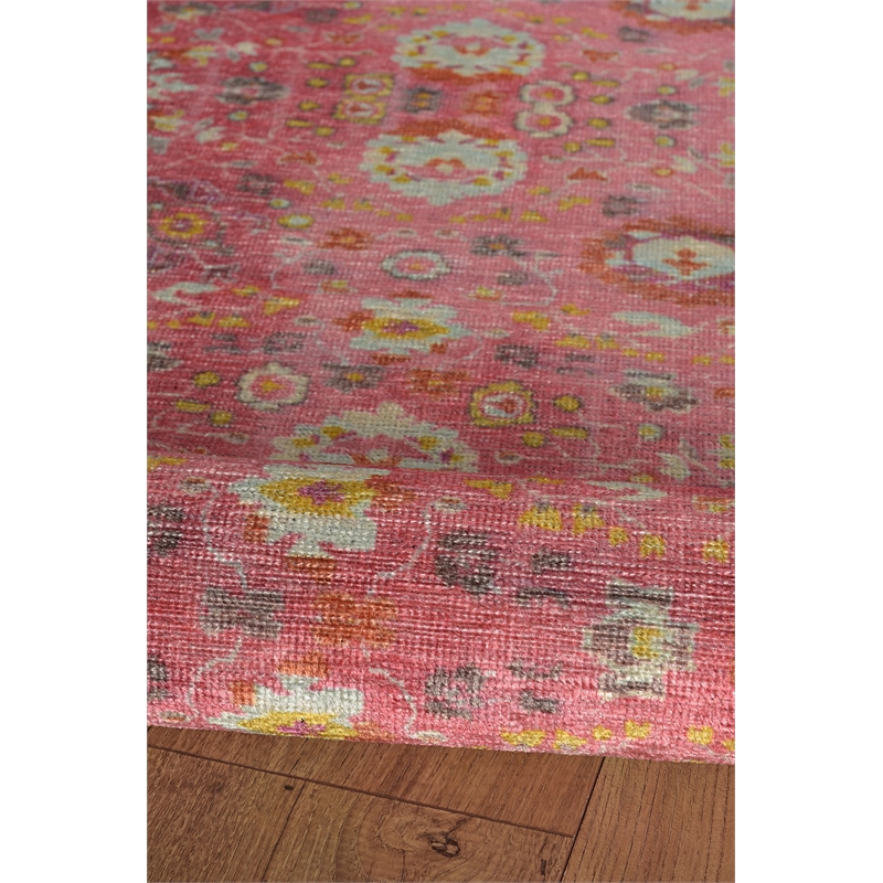 Pemberly Row 5' x 7' Polyester Area Rug in Pink and Blue