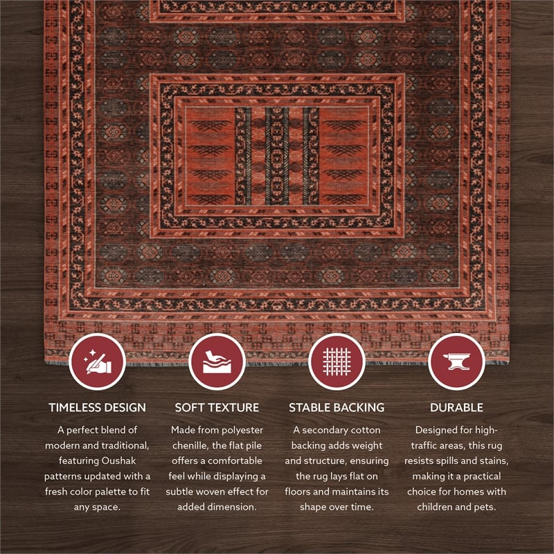 Pemberly Row 2' x 10' Runner Rug in Red and Black Polyester
