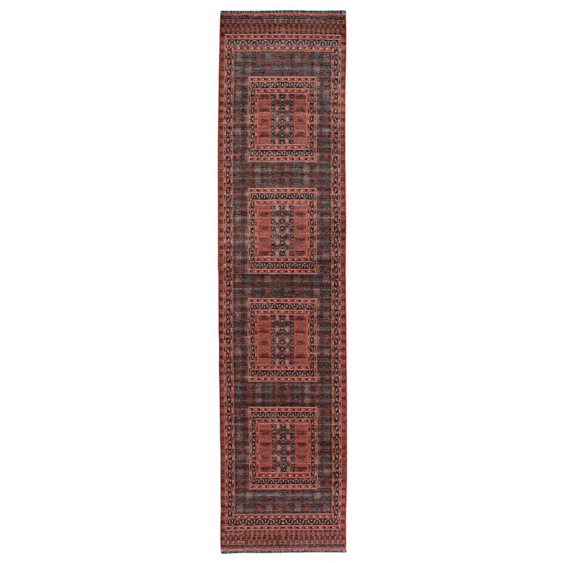 Pemberly Row 2' x 10' Runner Rug in Red and Black Polyester