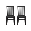 Pemberly Row Set of 2 High Slat Back Side Dining Chairs in Matte Black Wood