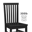 Pemberly Row Set of 2 High Slat Back Side Dining Chairs in Matte Black Wood