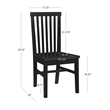 Pemberly Row Set of 2 High Slat Back Side Dining Chairs in Matte Black Wood