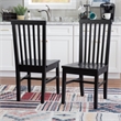 Pemberly Row Set of 2 High Slat Back Side Dining Chairs in Matte Black Wood