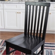 Pemberly Row Set of 2 High Slat Back Side Dining Chairs in Matte Black Wood