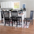 Pemberly Row Set of 2 High Slat Back Side Dining Chairs in Matte Black Wood