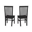 Pemberly Row Set of 2 High Slat Back Side Dining Chairs in Matte Black Wood