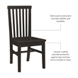 Pemberly Row Set of 2 High Slat Back Side Dining Chairs in Matte Black Wood