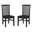 Pemberly Row Set of 2 High Slat Back Side Dining Chairs in Matte Black Wood