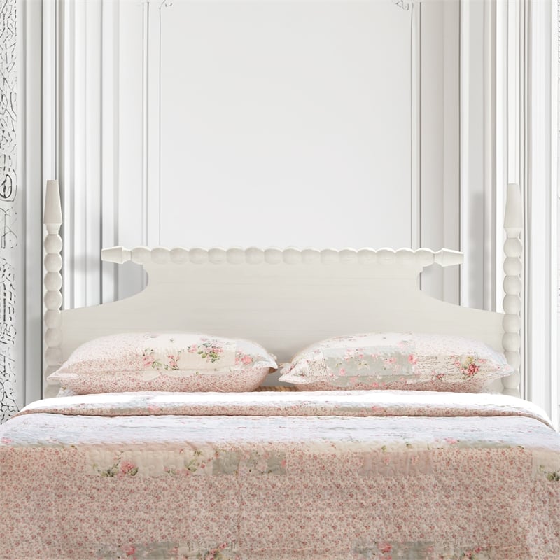 Pemberly Row Spindle Headboard in Mahogany with Antique White Finish