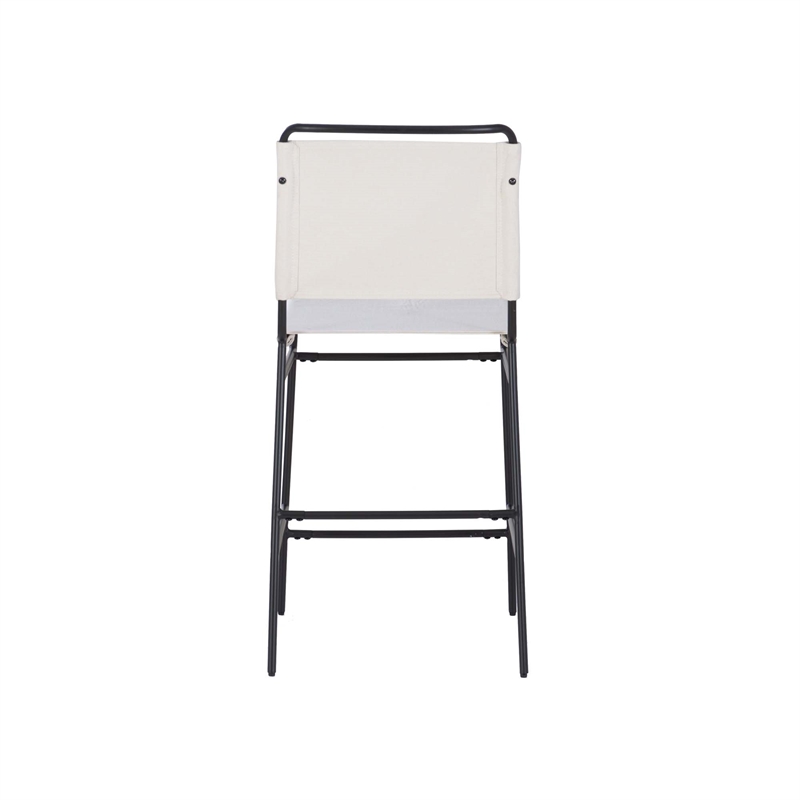 Pemberly Row Counter Stool with Sling Cream Fabric Seat and Black Frame