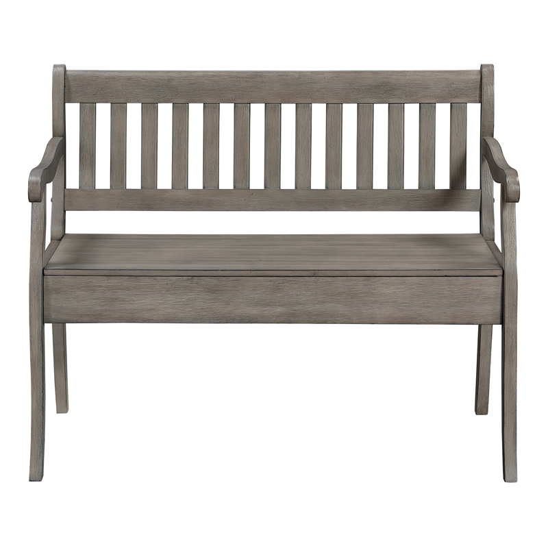 Pemberly Row Entryway Storage Bench Solid Wood in Goldstone Brown Finish