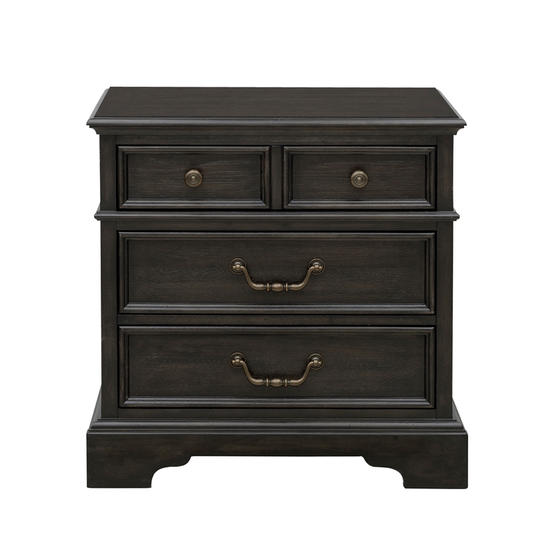 Pemberly Row 3 Drawer Nightstand in Brown Velvet Wood Finish