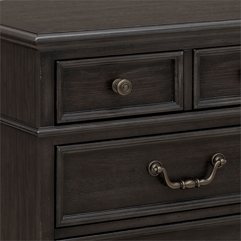 Pemberly Row 3 Drawer Nightstand in Brown Velvet Wood Finish
