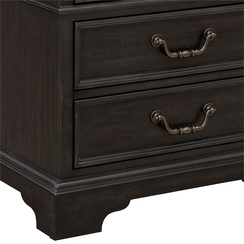 Pemberly Row 3 Drawer Nightstand in Brown Velvet Wood Finish