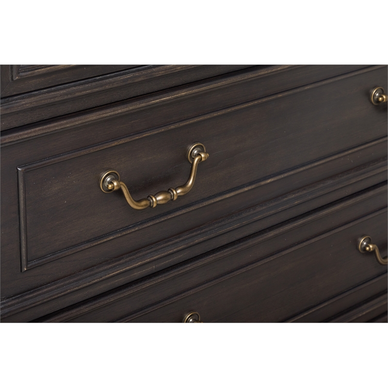 Pemberly Row 3 Drawer Nightstand in Brown Velvet Wood Finish