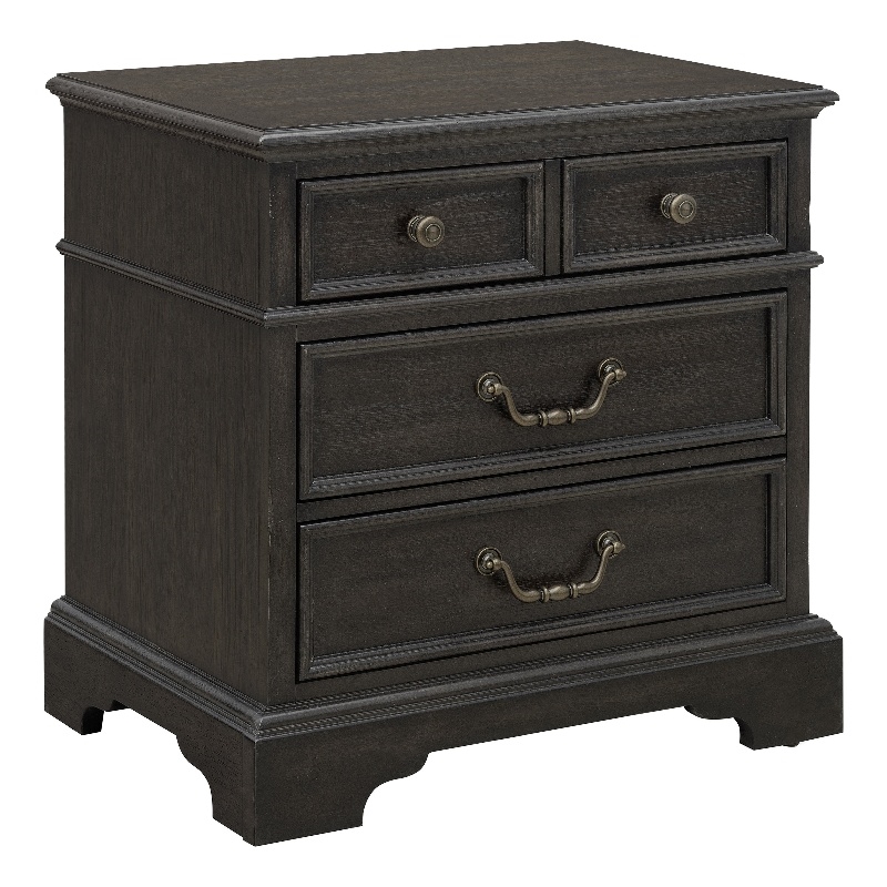 Pemberly Row 3 Drawer Nightstand in Brown Velvet Wood Finish