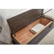 Pemberly Row Queen Storage Bed in Brown Velvet Wood Finish