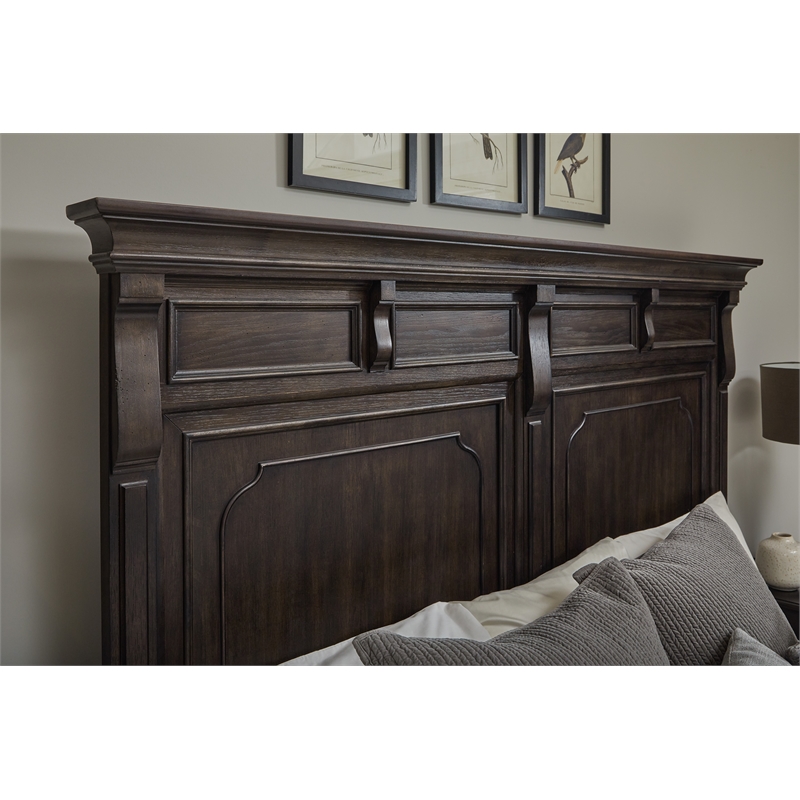 Pemberly Row California King Storage Bed Mantel-Style in Brown Wood