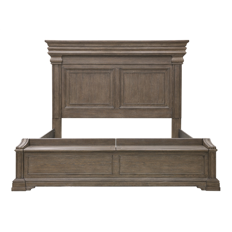 Pemberly Row King Bed with Chest Footboard in Brown Bark Finish
