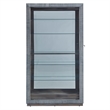 Pemberly Row Sliding Door Glass Curio Cabinet in Medium Brown