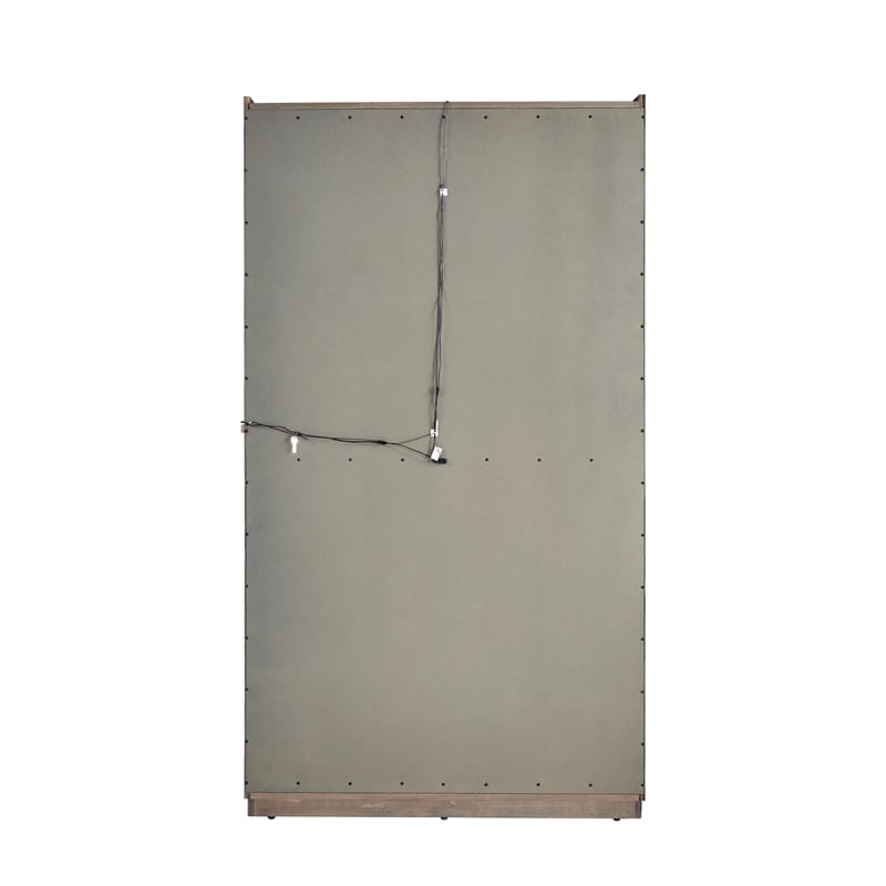 Pemberly Row Sliding Door Glass Curio Cabinet in Medium Brown