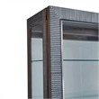 Pemberly Row Sliding Door Glass Curio Cabinet in Medium Brown